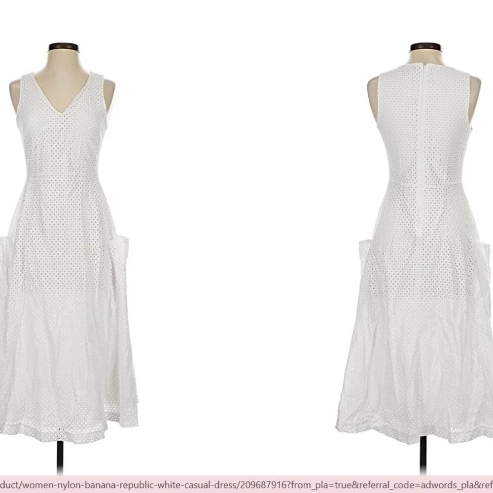 Banana Republic White Eyelet Sleeveless Summer Dress NWT Size 2 Petite